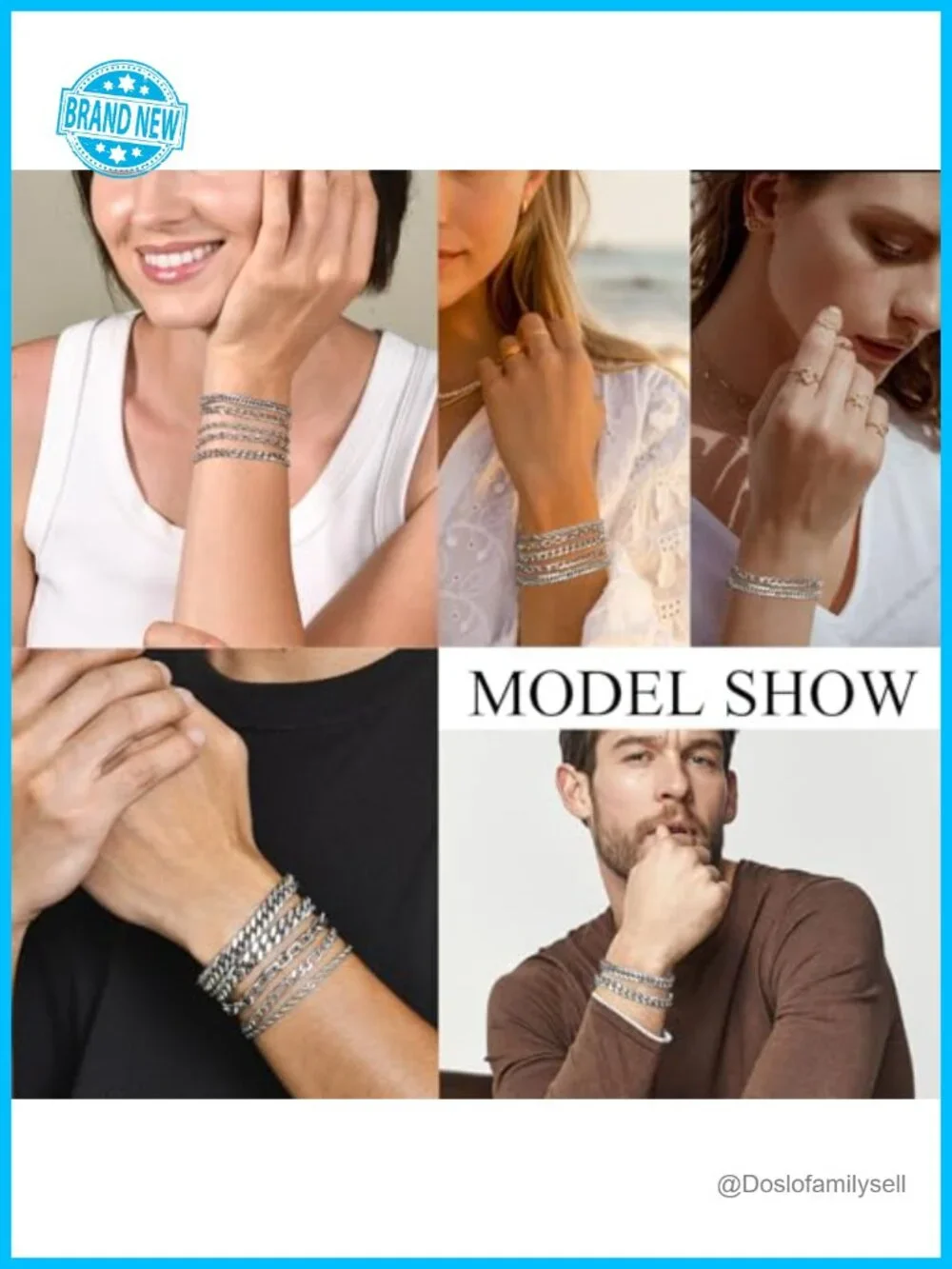 Stainless Steel Link Chain Bracelet Set - 5 Piece Stackable